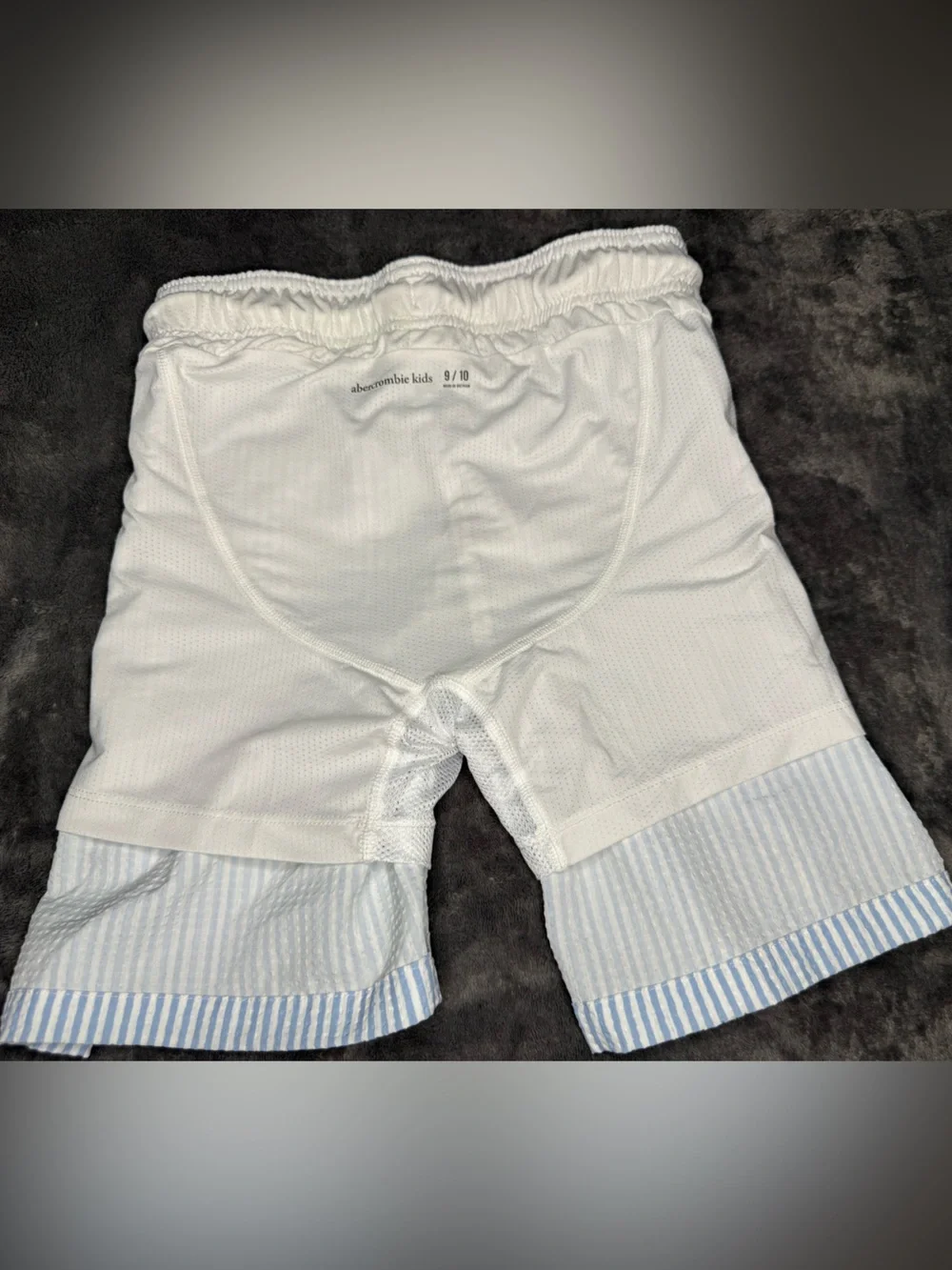 abercrombie kids seersucker Light Blue Stripes swim trucks size 9-10